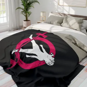 Arctic Fleece Blanket - Black Distressed Logo