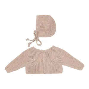 Baby Girl Shrug   Bonnet | Chunky Knit | Blush | Lil Legs | SS25