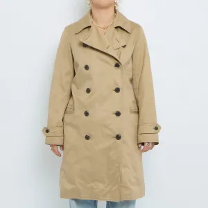Beige Double Breasted Trench Coat - UK 10