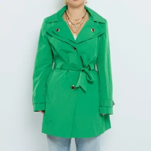 Calvin Klein Green Hooded Trench Coat with Belt  - S