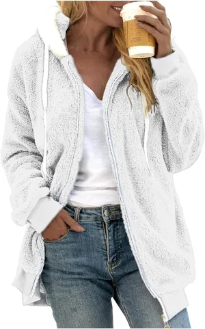 Cardigan for Women Winter Fashion Plus Size Long Fleece Jacket Casual Long Sleeve Open Front Coat Fuzzy Outerwear