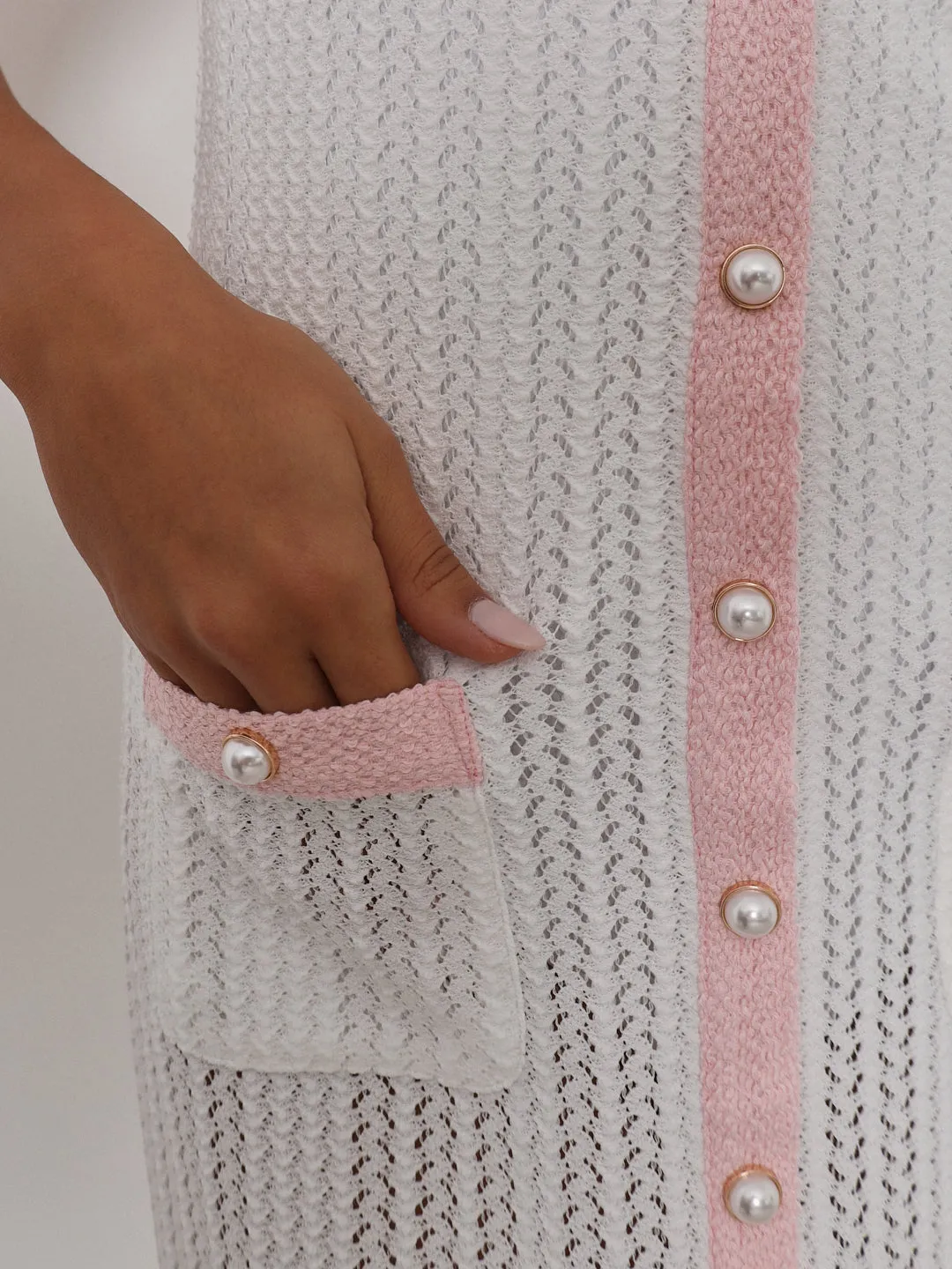 Carlton Contrast Maxi Dress | White & Pink