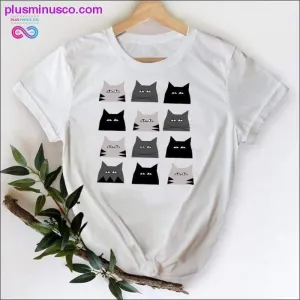 Cat Face Funny Cartoon Girl Printing 90s Spring Summer Top