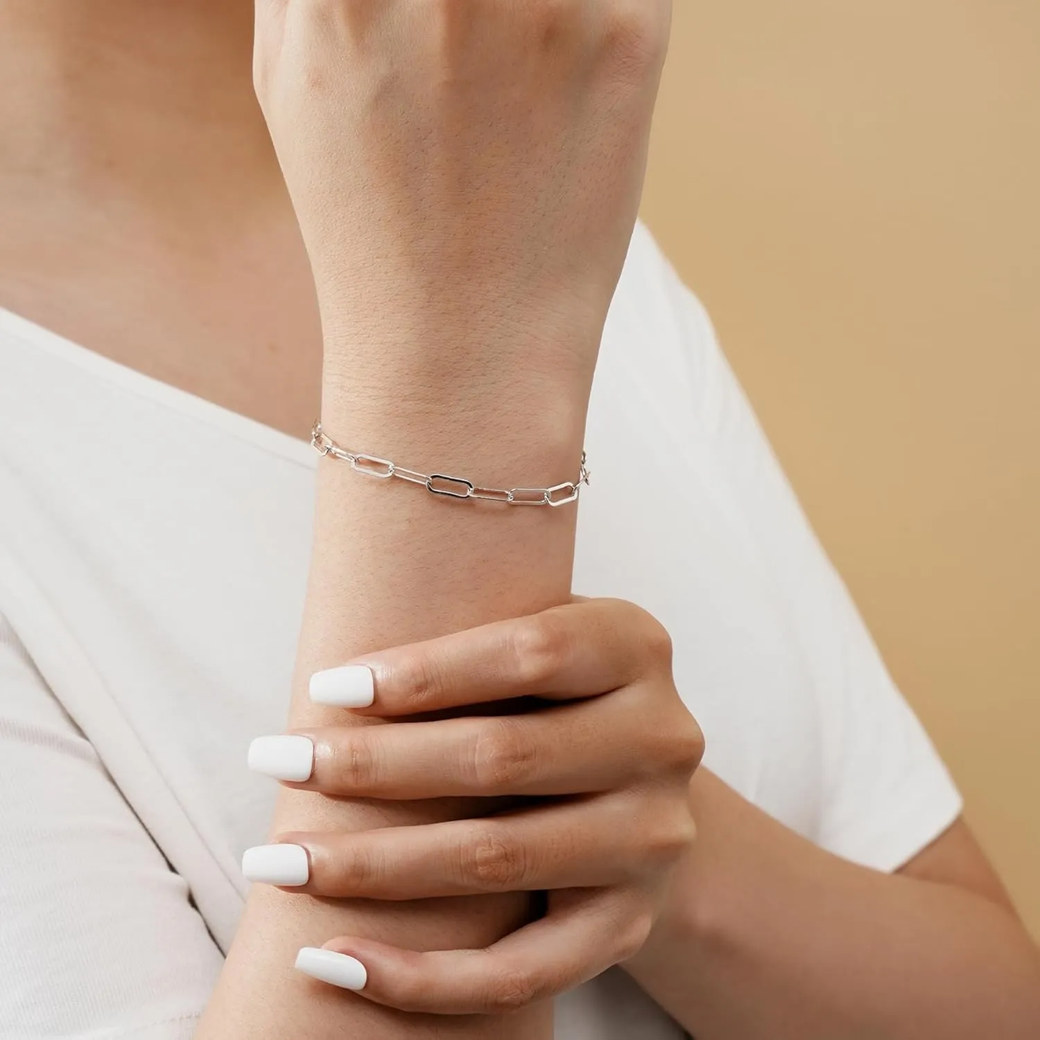 CHIC & ARTSY 925 Sterling Silver Bracelet for Women | Paperclip/Mariner/Figaro Chain Bracelet | Size 6.5 to 8.5 Inches Adjustable