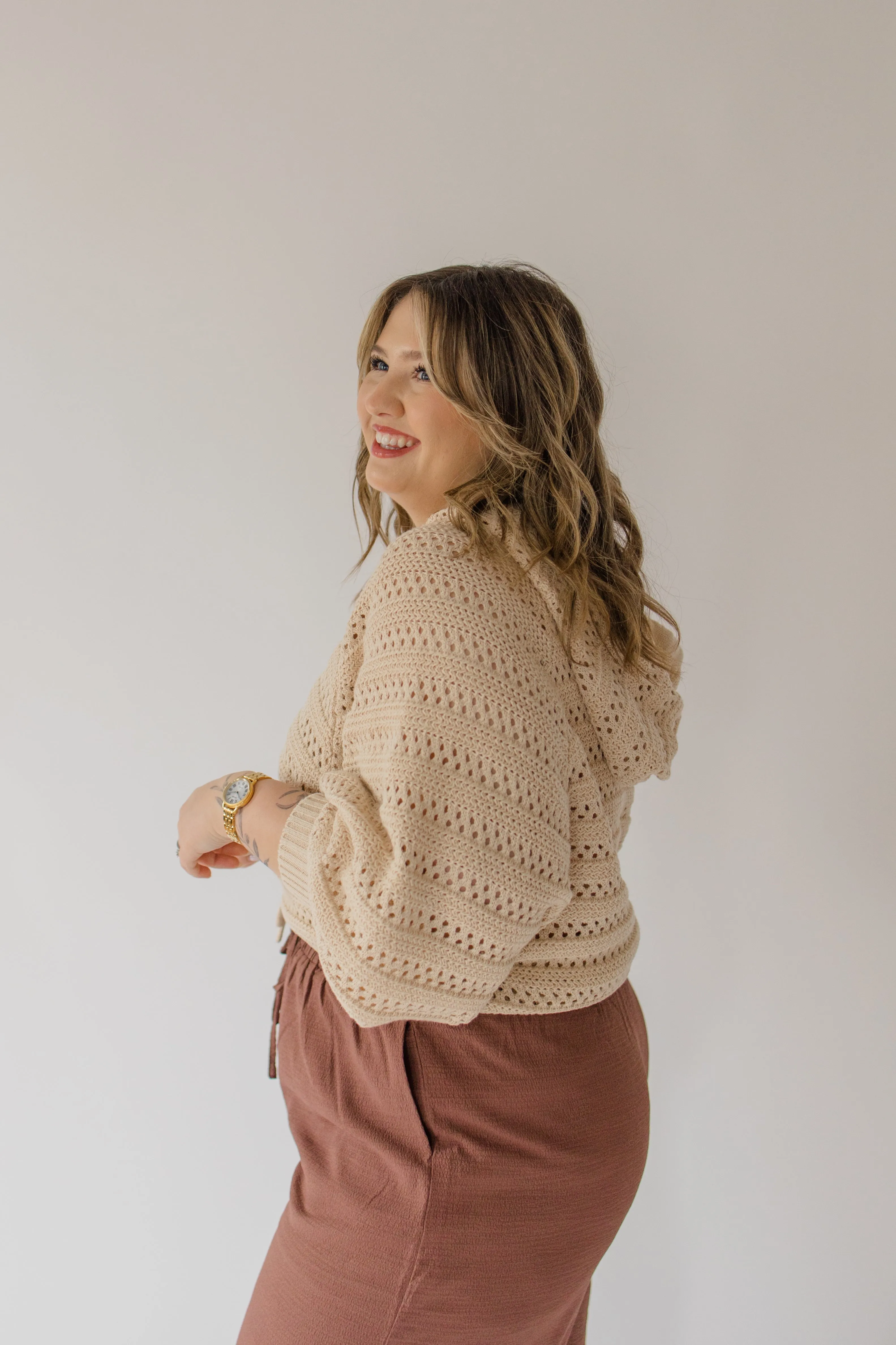 Crochet Like Hoodie Sweater Top
