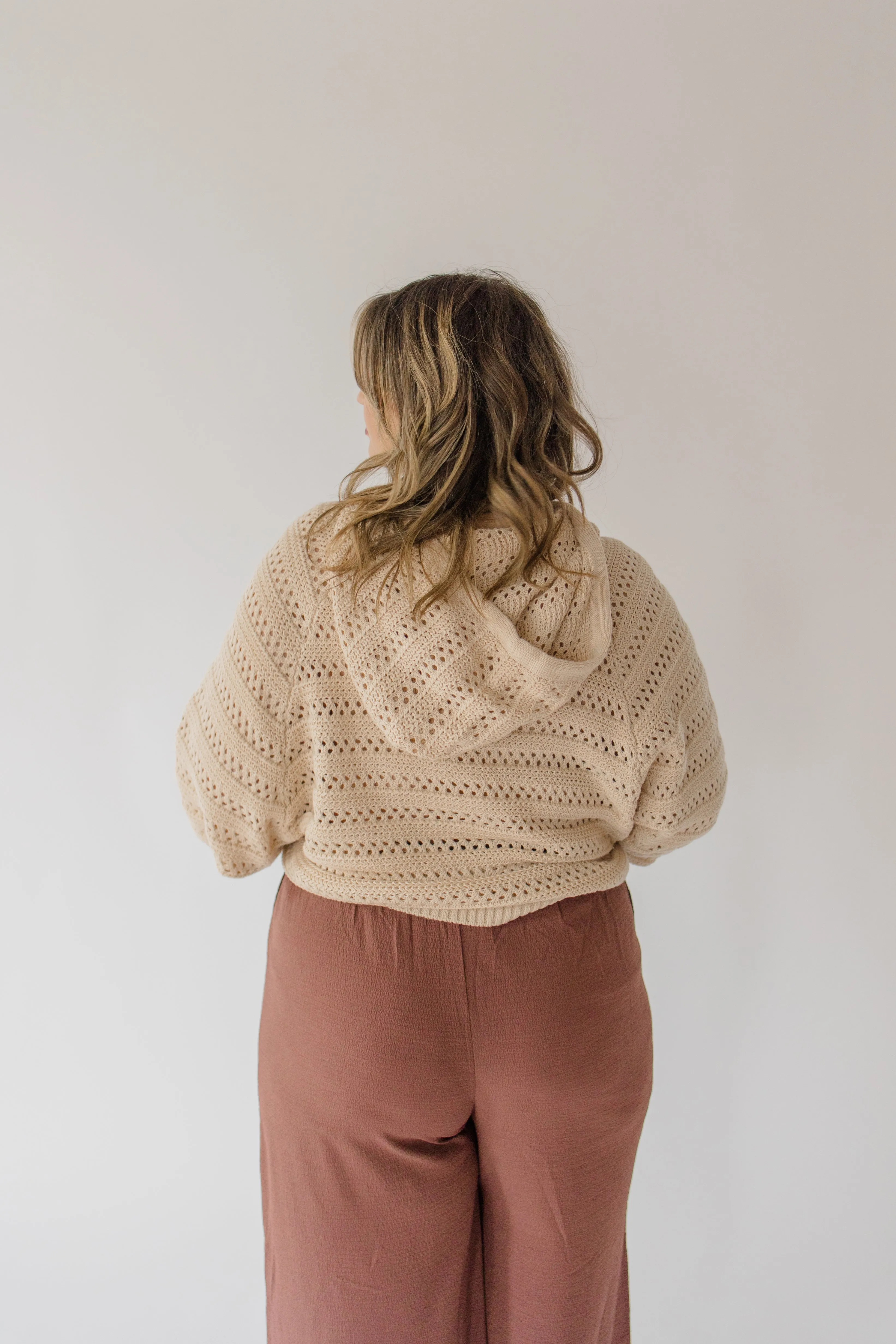 Crochet Like Hoodie Sweater Top