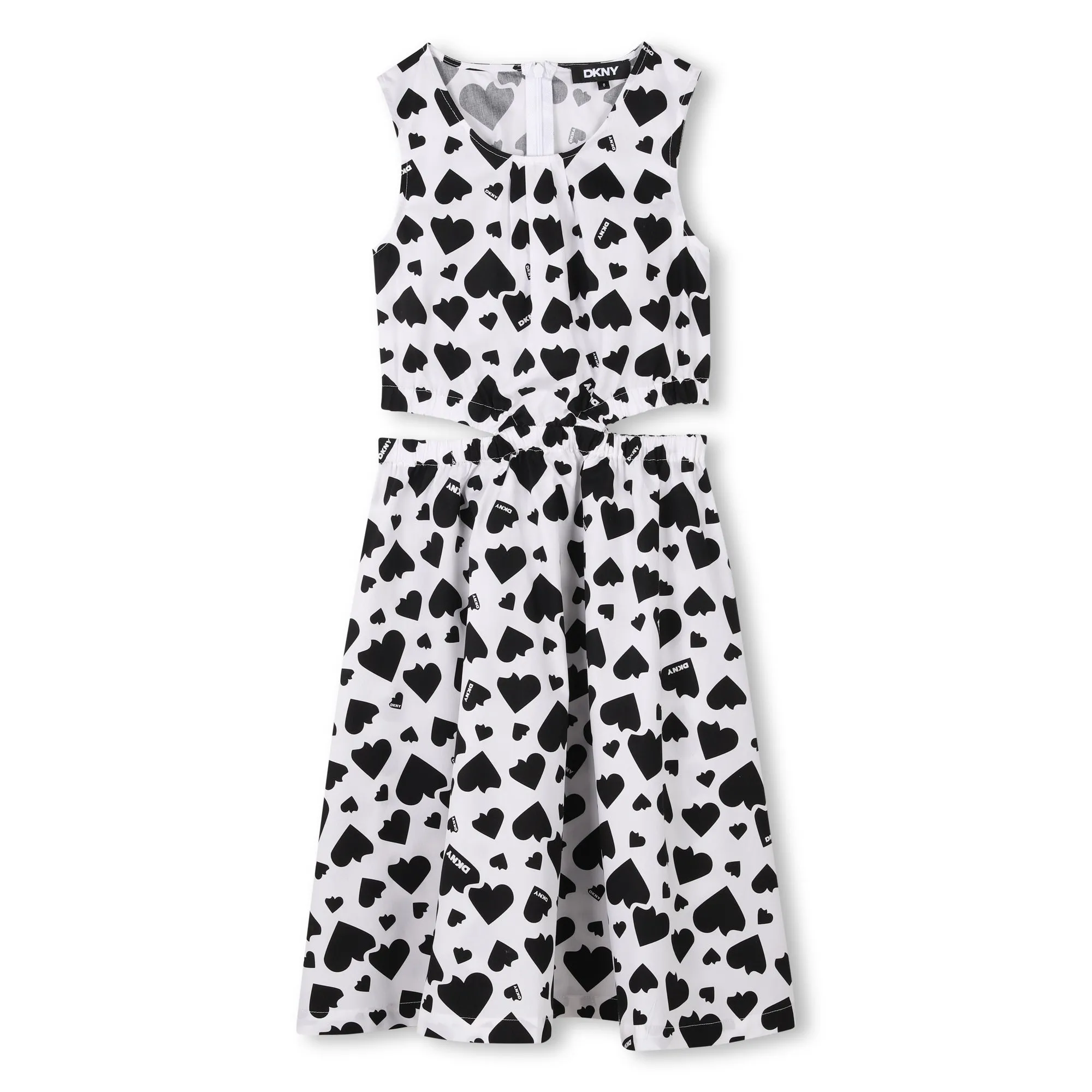 DKNY ALLOVER HEART PRINT JUMPER WITH SIDES AND BACK OPEN