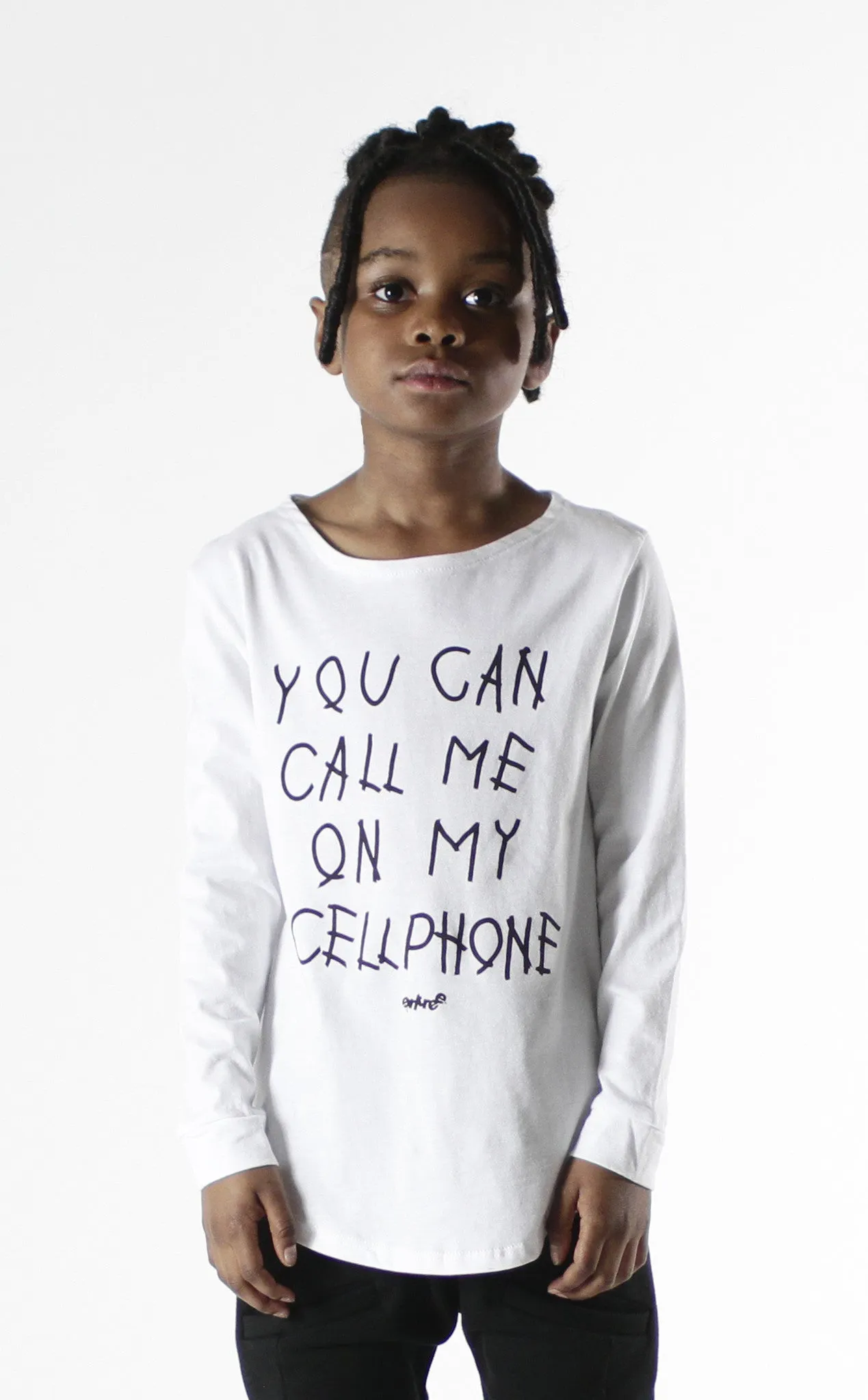 Entree Kids Hotline Bling White Curved Hem Long Sleeve