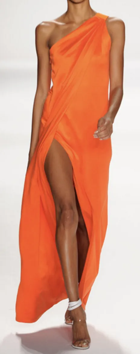 Fluorescent Orange Silk Marocain Crêpe