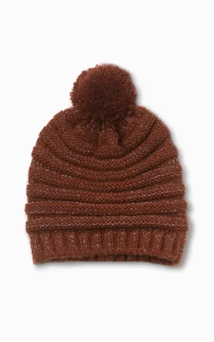 HM811 Striped Knit Pom Pom Hat