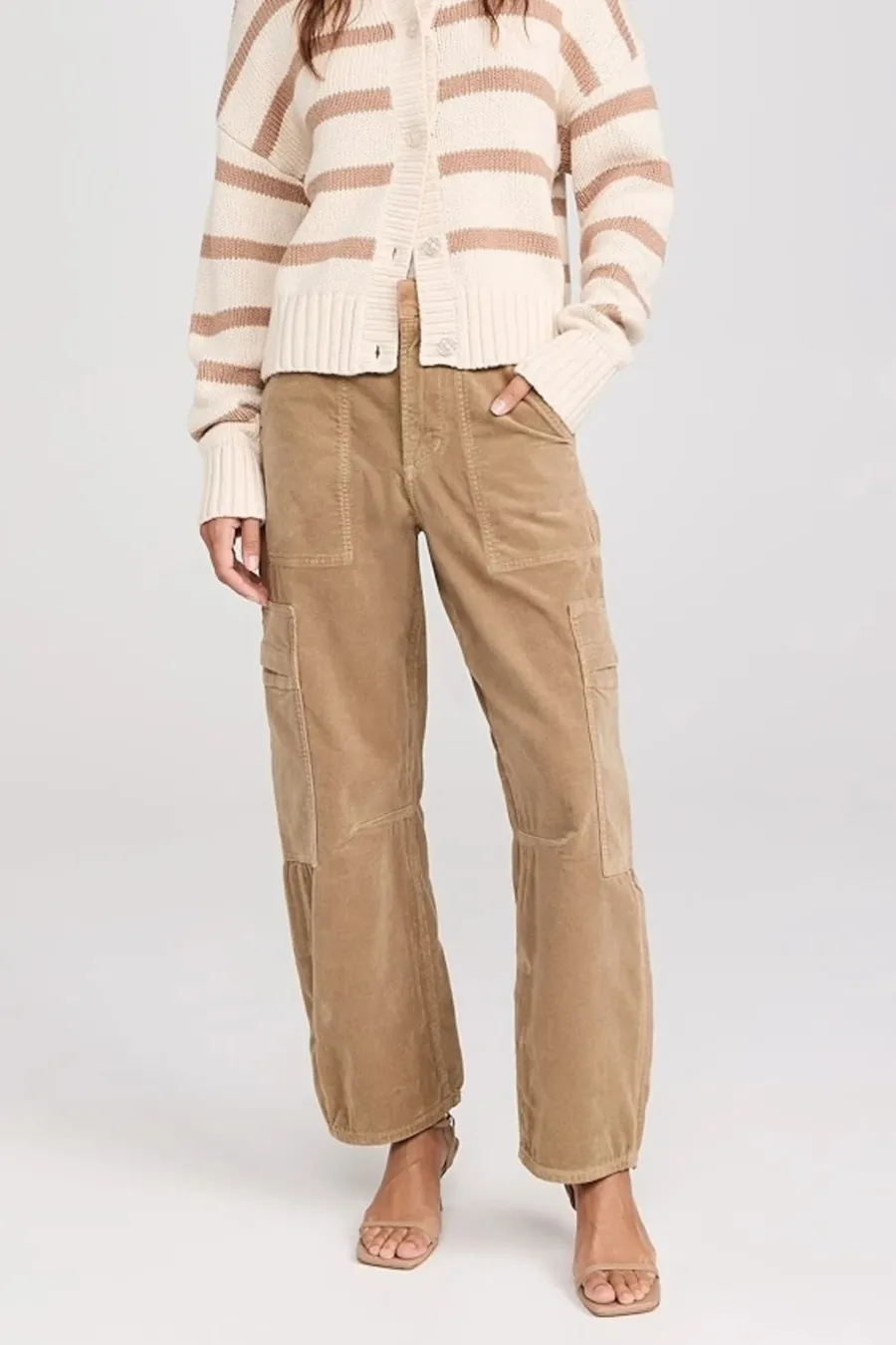 Marcelle Low Slung Cargo Corduroy Champagne