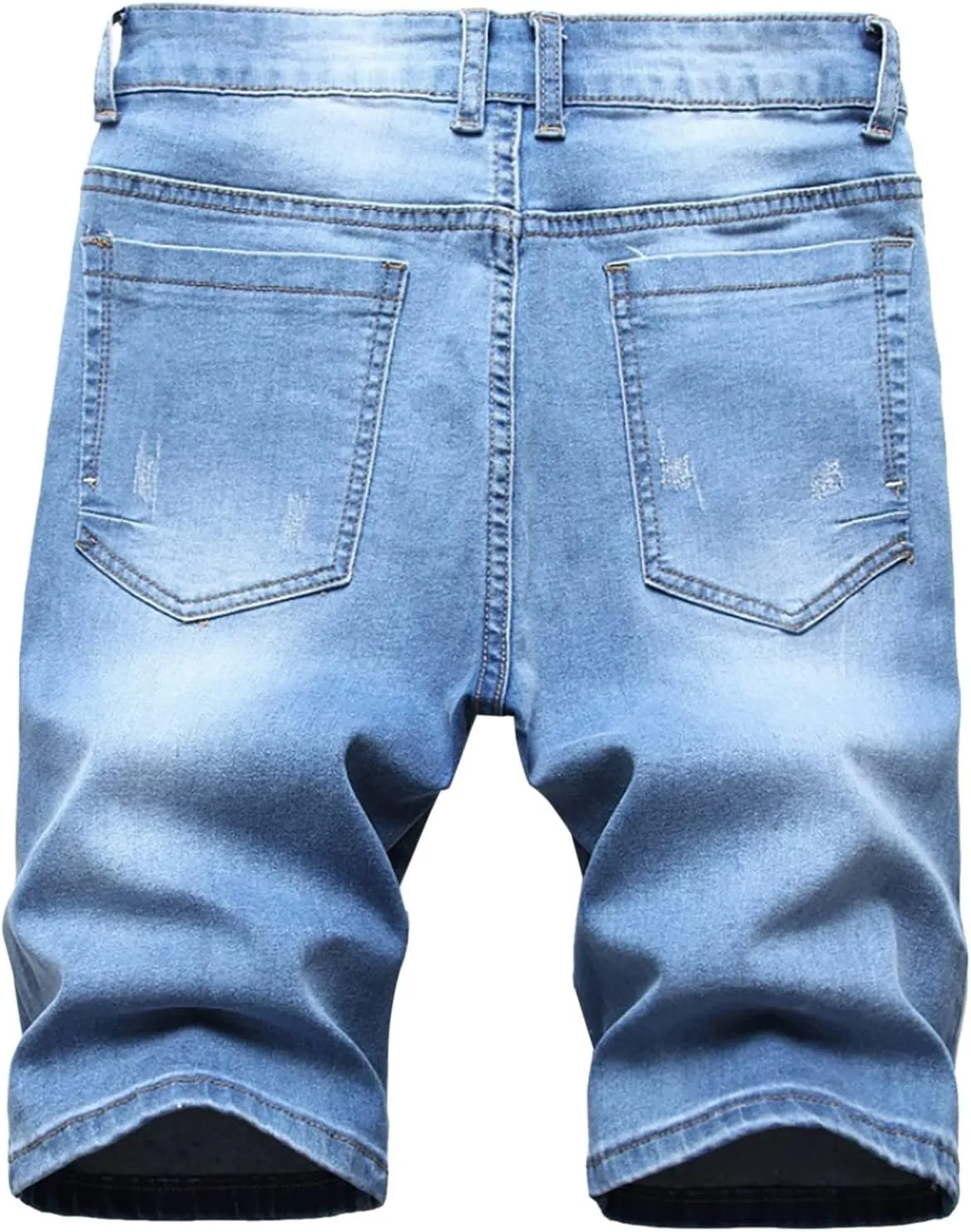 Men's Casual Denim Shorts Classic Fit Ripped Jeans Biker Shorts Stylish Patchwork Jean Shorts Slim Fit Straight Jeans