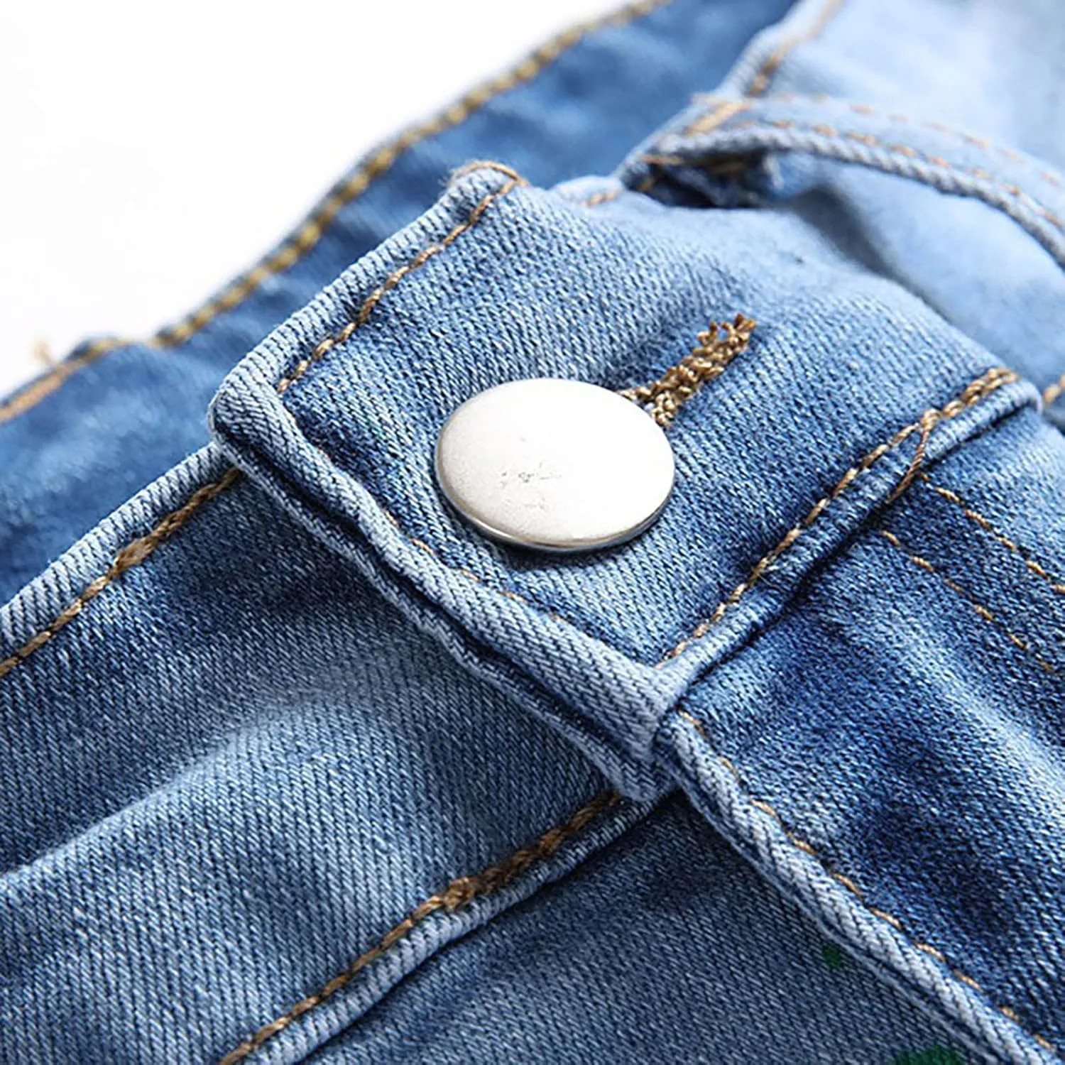 Men's Casual Denim Shorts Classic Fit Ripped Jeans Biker Shorts Stylish Patchwork Jean Shorts Slim Fit Straight Jeans