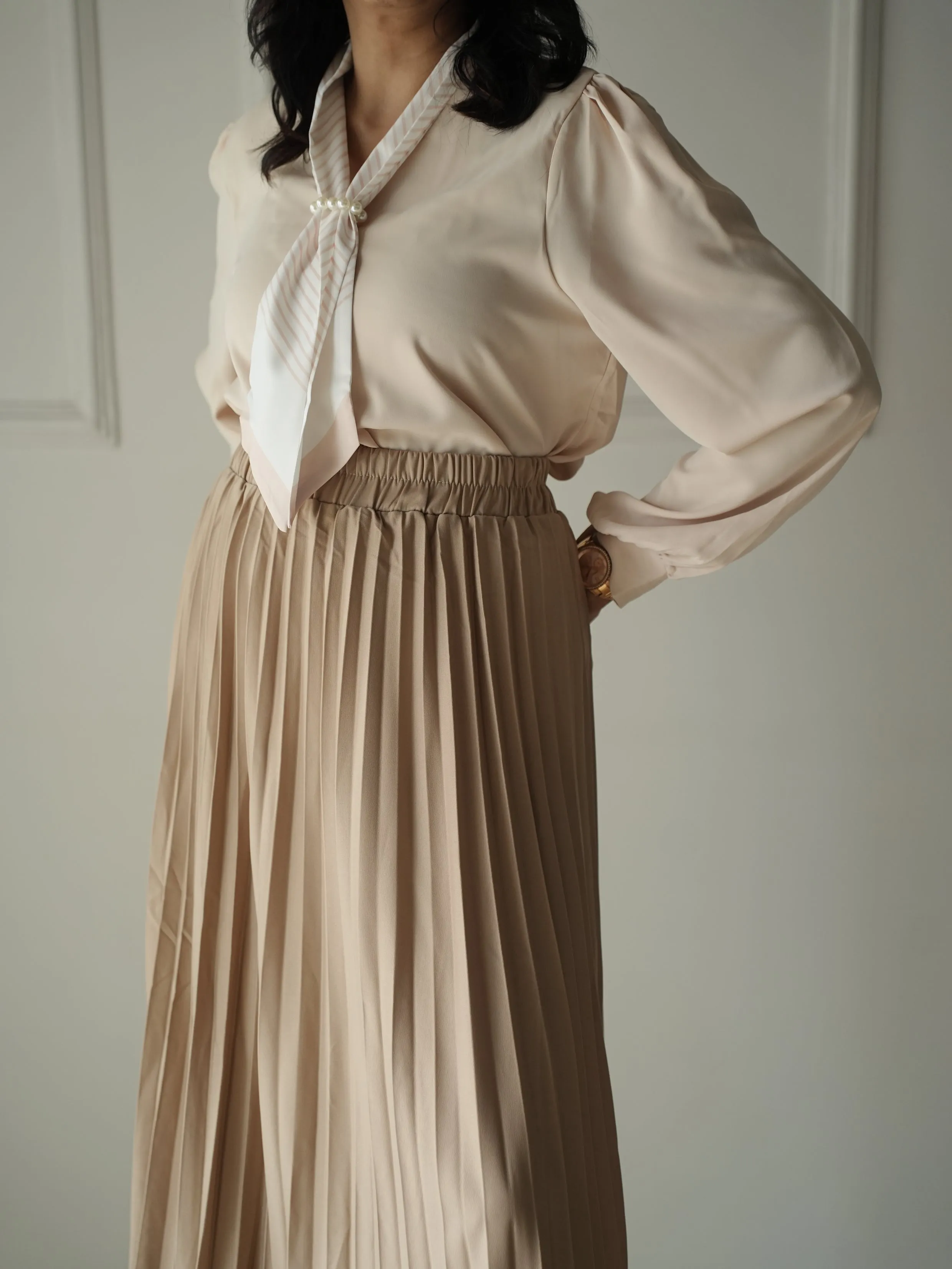 Neutral Pleated Skirt
