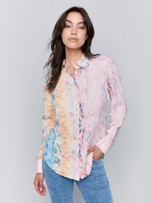 Printed Long Sleeves Viscose Blouse Papier Peint, Wallpaper