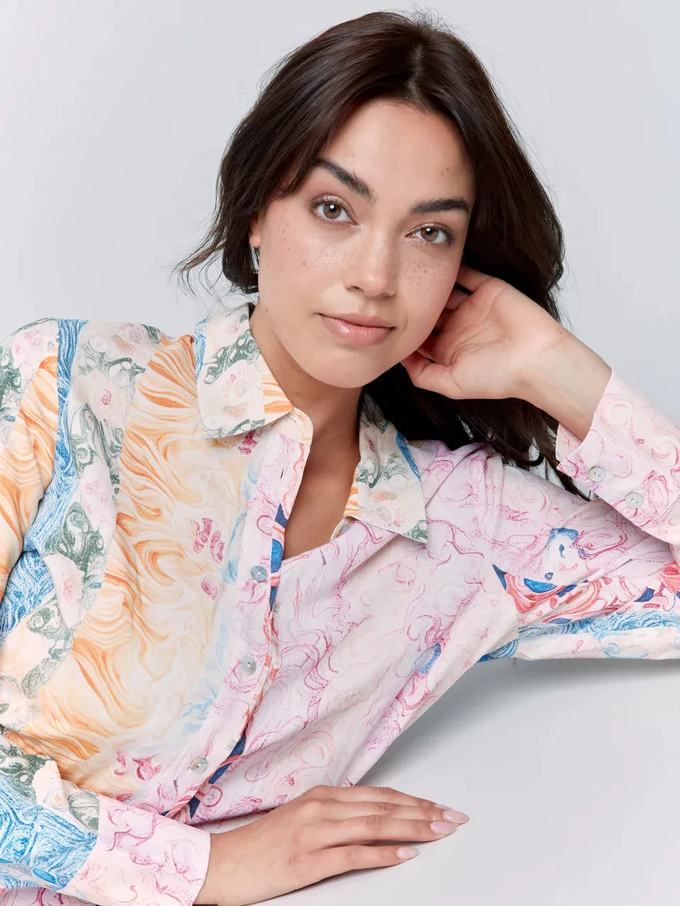 Printed Long Sleeves Viscose Blouse Papier Peint, Wallpaper