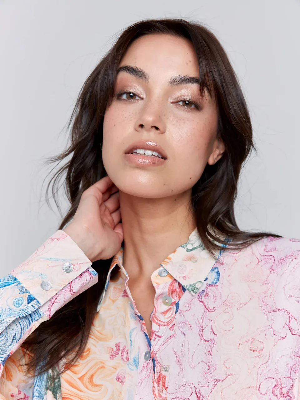 Printed Long Sleeves Viscose Blouse Papier Peint, Wallpaper