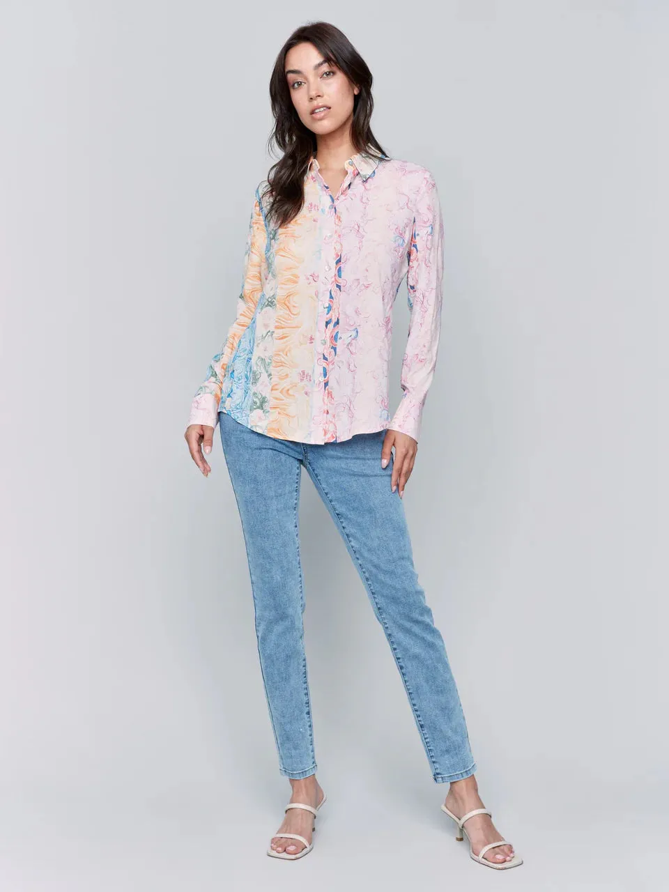 Printed Long Sleeves Viscose Blouse Papier Peint, Wallpaper