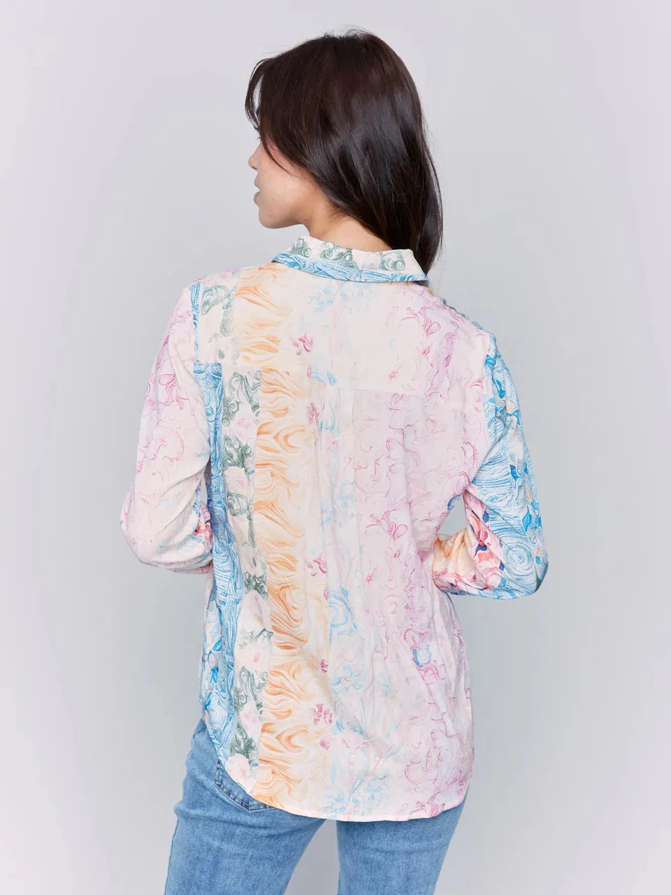 Printed Long Sleeves Viscose Blouse Papier Peint, Wallpaper