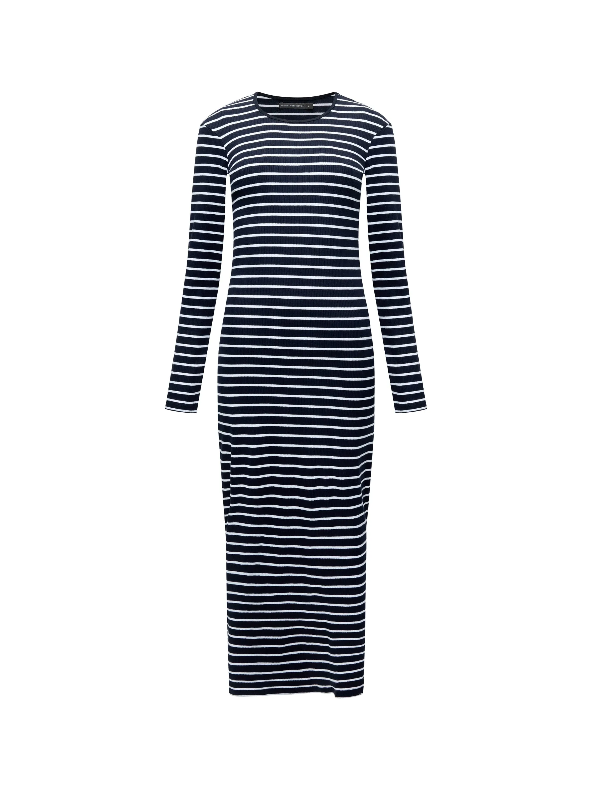 Ribbed Stripe Long Sleeve Midi Dress
