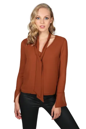 RIMA SCARF BLOUSE - WHISKEY