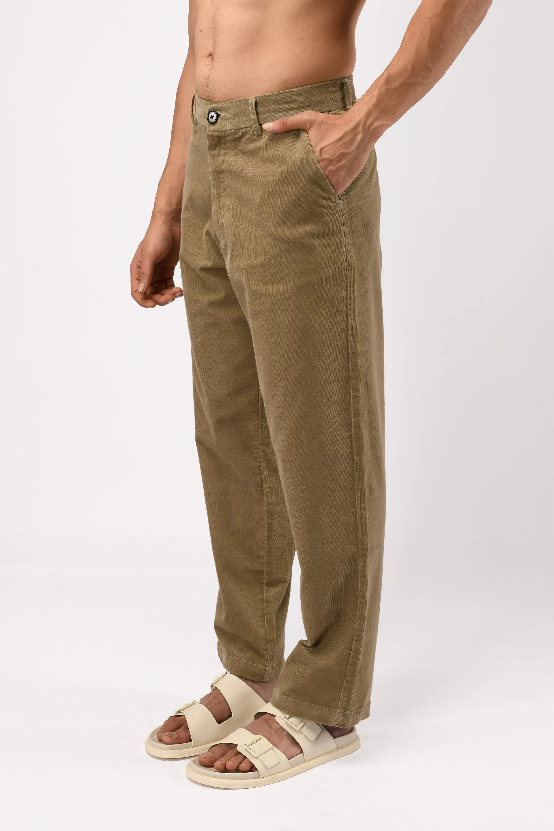 SOFT CORDUROY RELAXED PANTS IN BEIGE