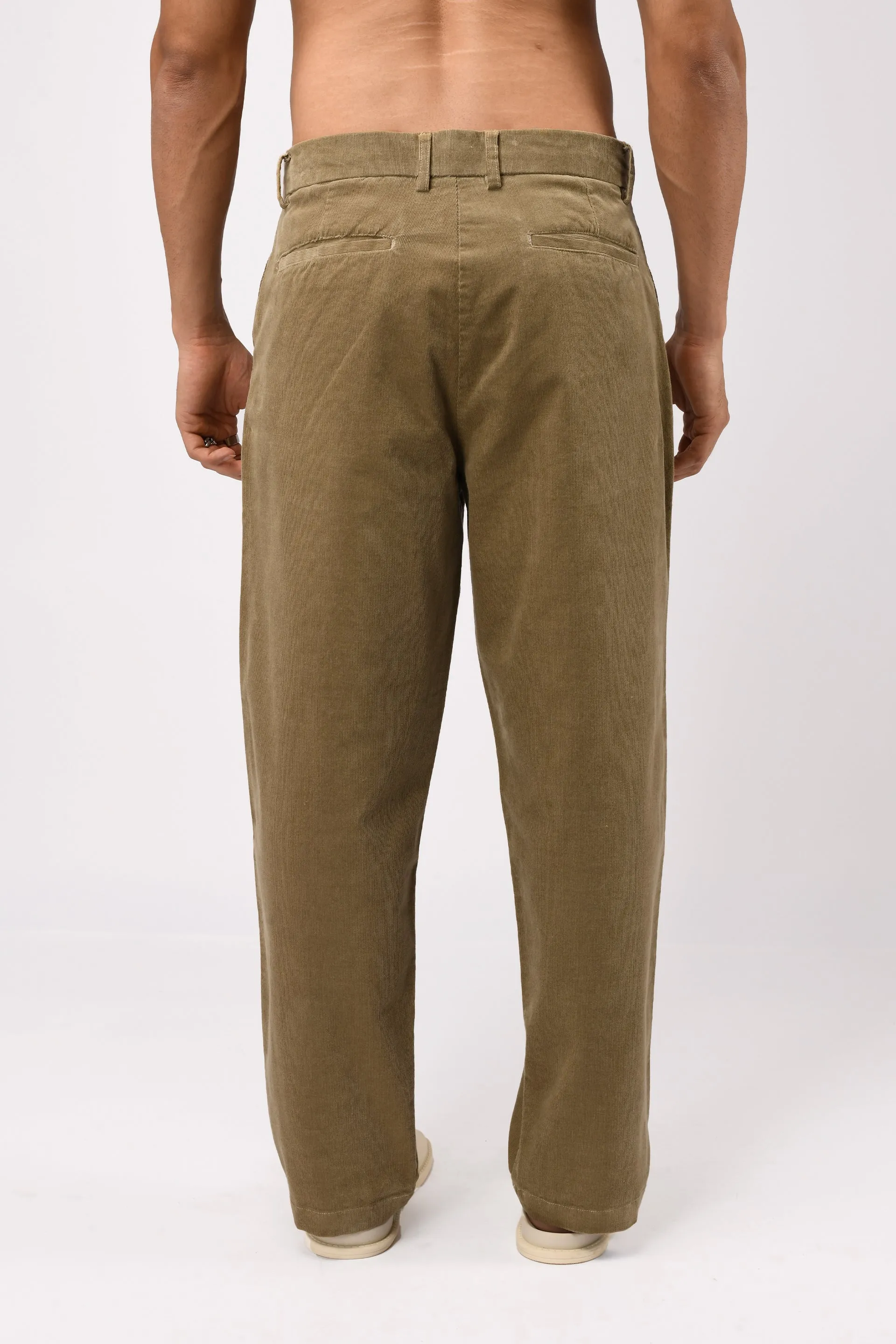 SOFT CORDUROY RELAXED PANTS IN BEIGE