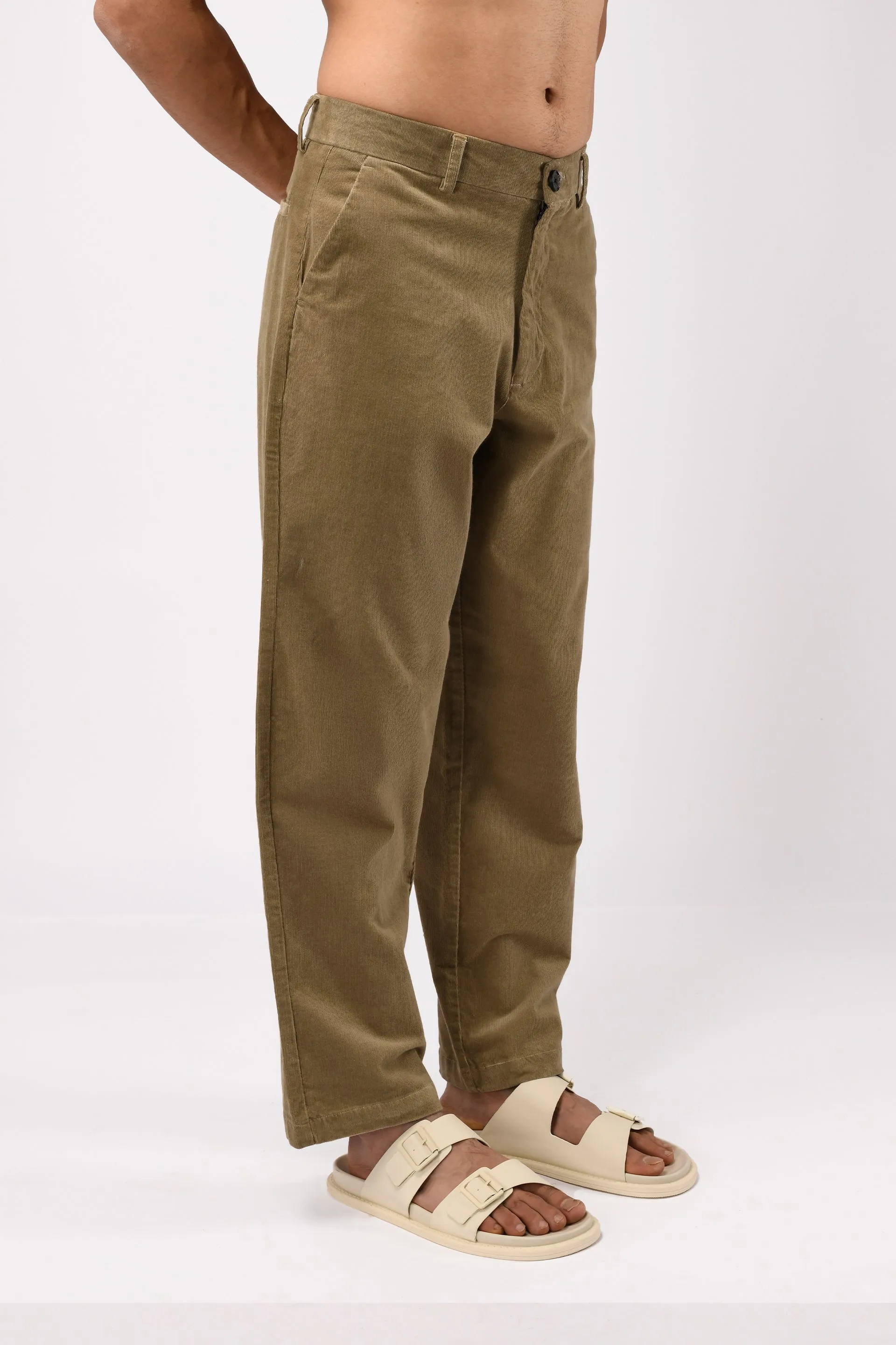 SOFT CORDUROY RELAXED PANTS IN BEIGE