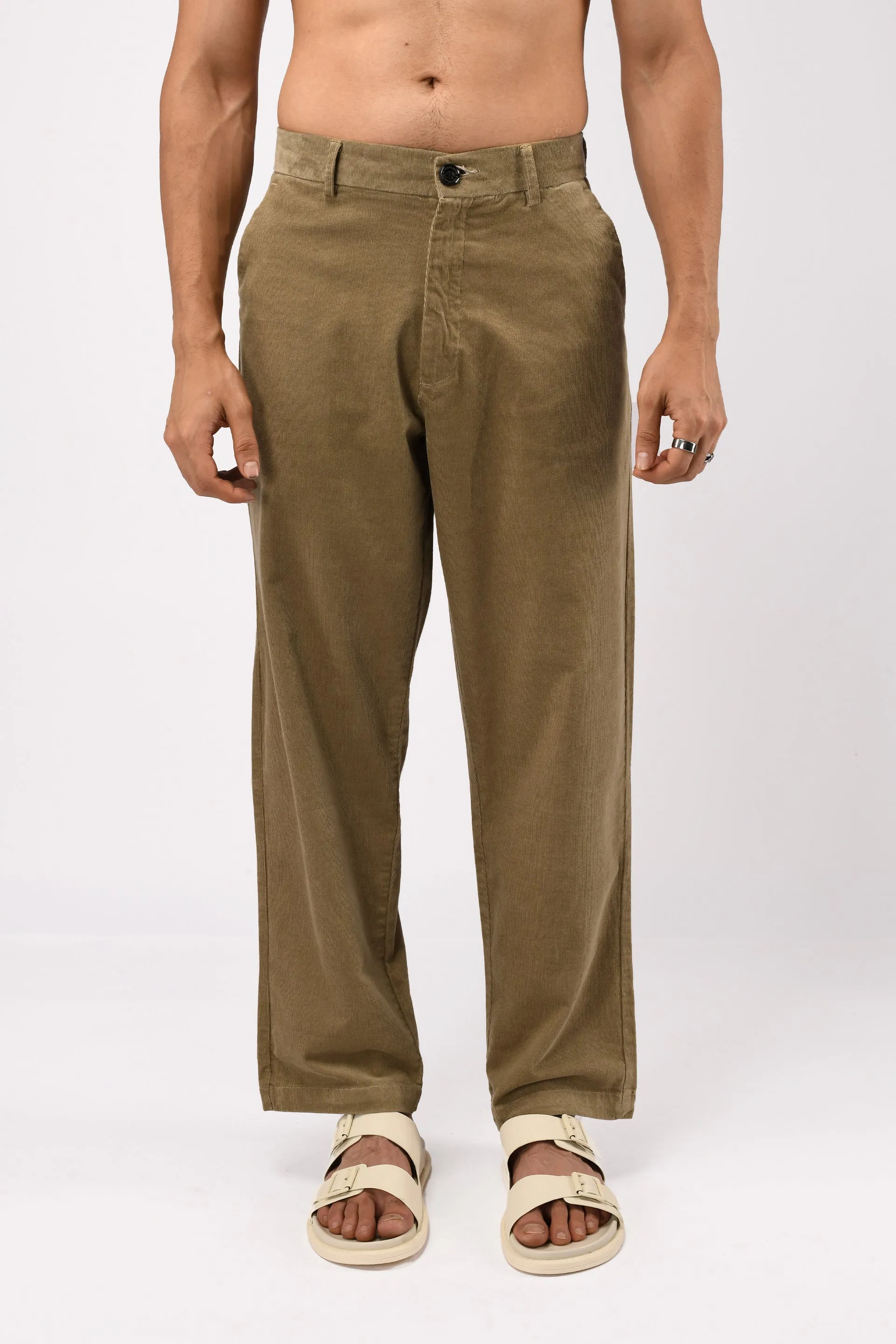 SOFT CORDUROY RELAXED PANTS IN BEIGE