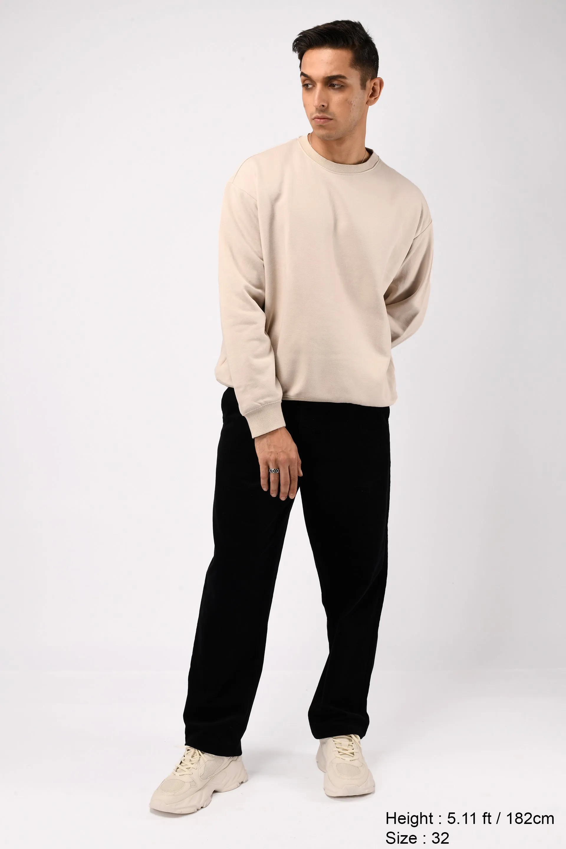 SOFT CORDUROY RELAXED PANTS IN BLACK