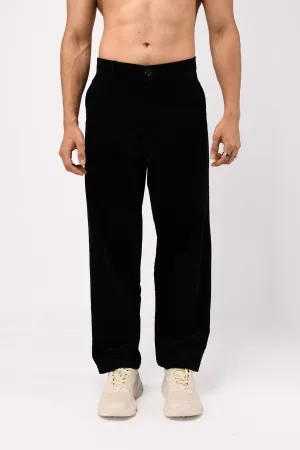 SOFT CORDUROY RELAXED PANTS IN BLACK