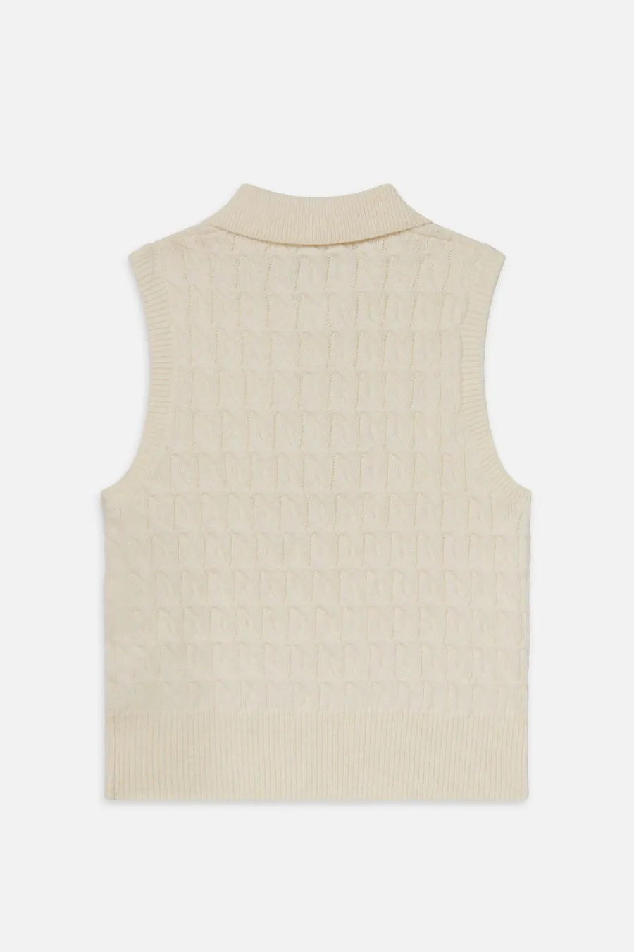 The Cable Polo Vest Cream