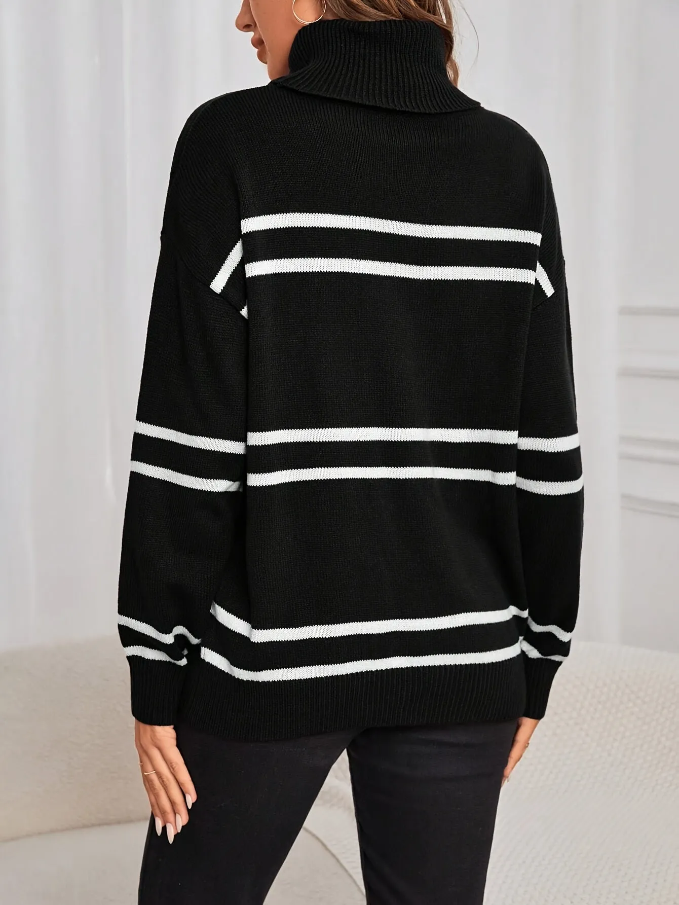Thea  Striped Turtleneck Sweater