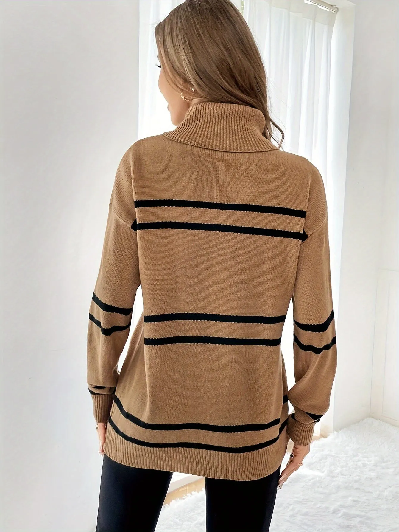 Thea  Striped Turtleneck Sweater