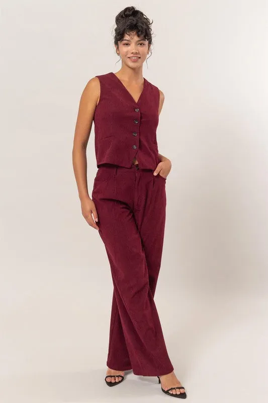 Wine Colored Corduroy Vest